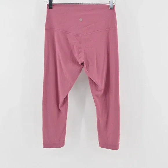Lululemon Womens Align Crop 21" Leggings‎ Size 8 Pink Stretch Athletic Logo - Picture 2 of 11